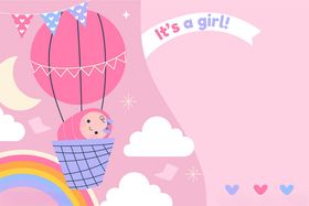 粉色系女孩主题梦幻热气球