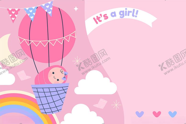 编号：84051911142103085059【酷图网】源文件下载-粉色系女孩主题梦幻热气球