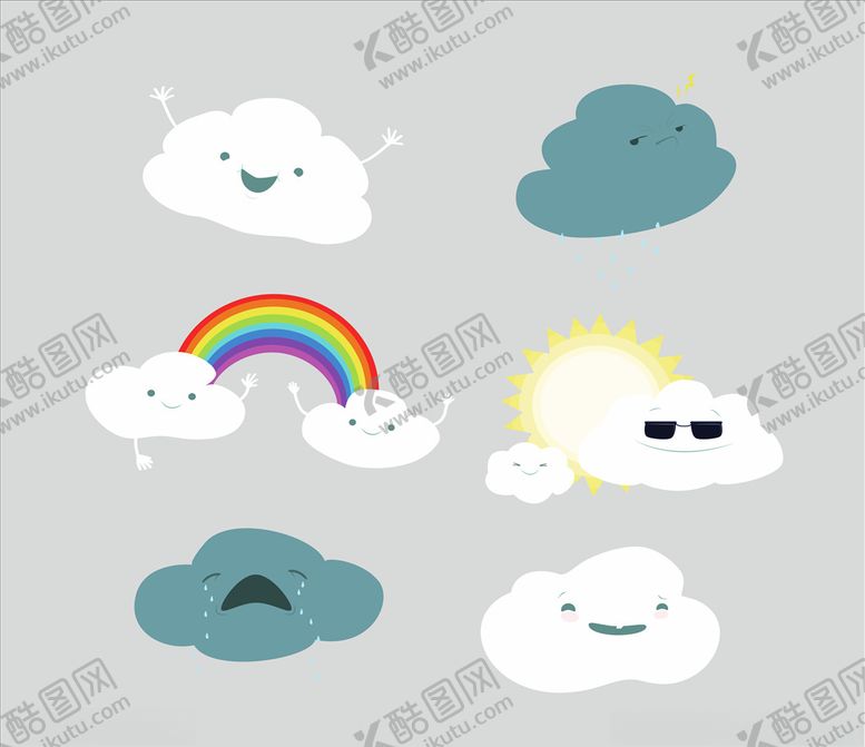 编号：37083909232021352743【酷图网】源文件下载-卡通云朵矢量图