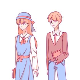 小清新人物男女插画