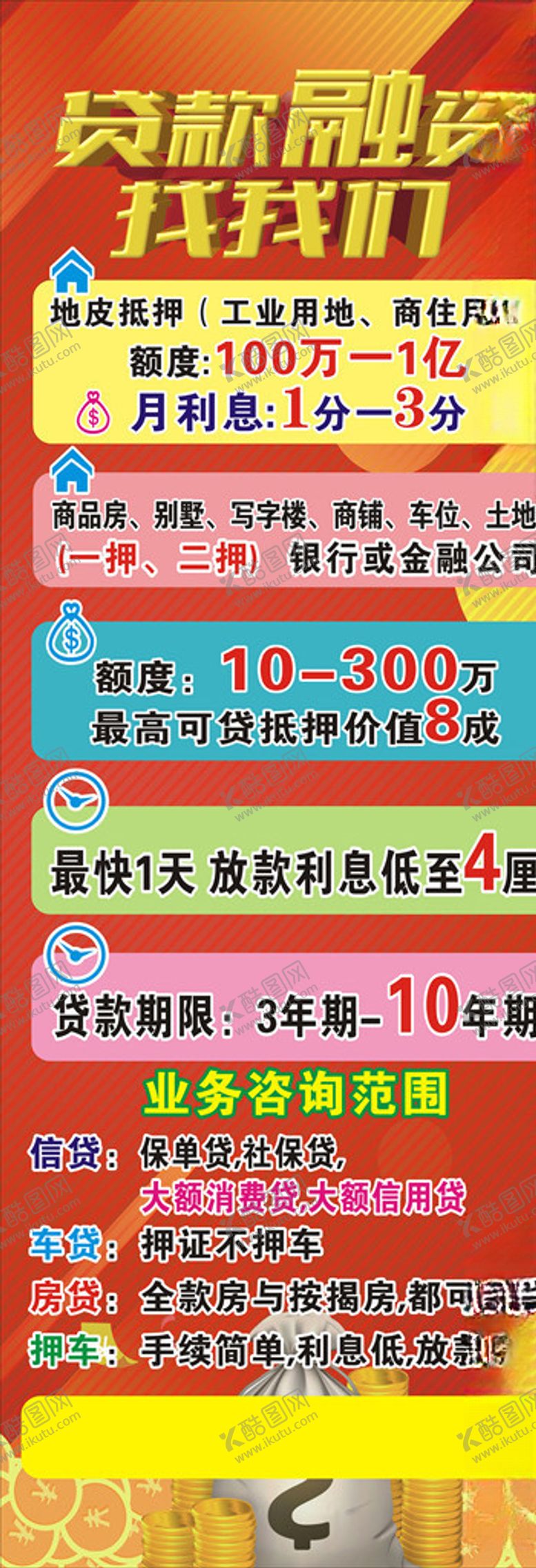 编号：45068707041811328835【酷图网】源文件下载-贷款展架贷款X展架金融展架