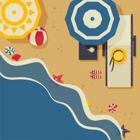 海滩顶视图边夏日风景报背景沙俯瞰