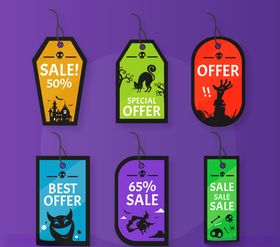 6款彩色万圣节促销吊牌设计