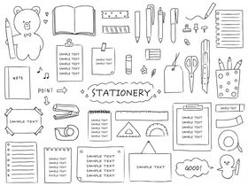 手绘办公用品图标集合
