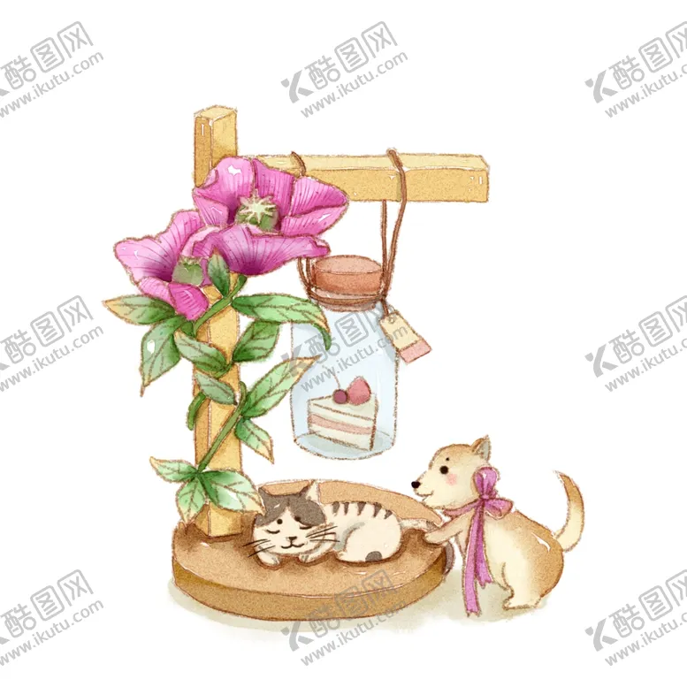 编号：61751803280828488240【酷图网】源文件下载-猫咪和狗插画