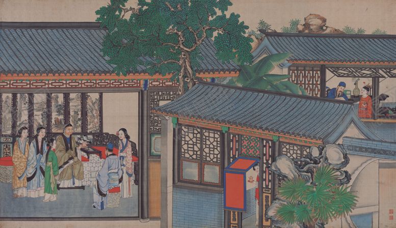编号：43975505050203102953【酷图网】源文件下载-红楼梦场景精美工笔画