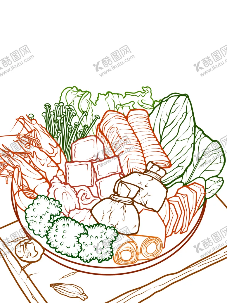 编号：92179602202042483728【酷图网】源文件下载-火锅线稿