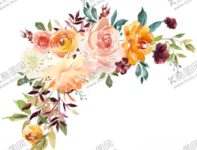编号：19398110010351179617【酷图网】源文件下载-水彩创意花朵植物
