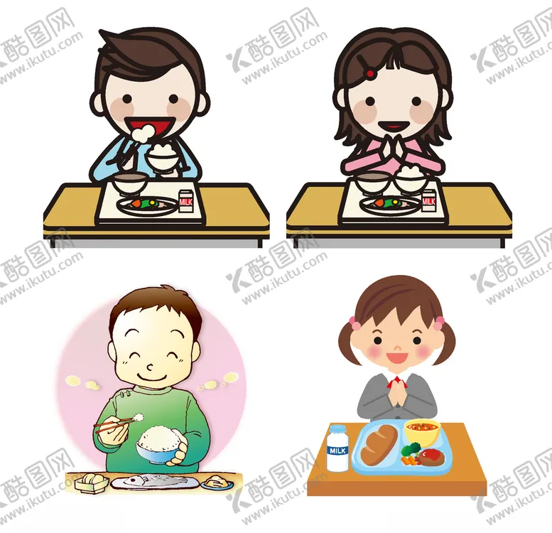 编号：15884011021832444596【酷图网】源文件下载-人物吃饭卡通