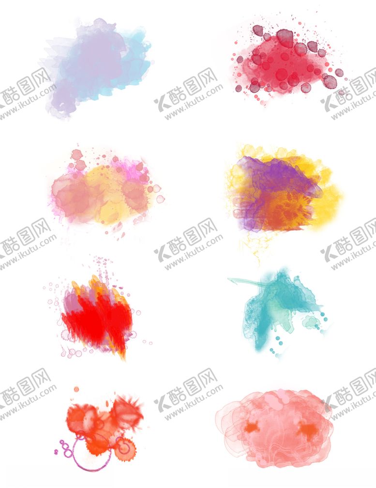编号：55736503311439475939【酷图网】源文件下载-彩色水墨墨迹PNG素材