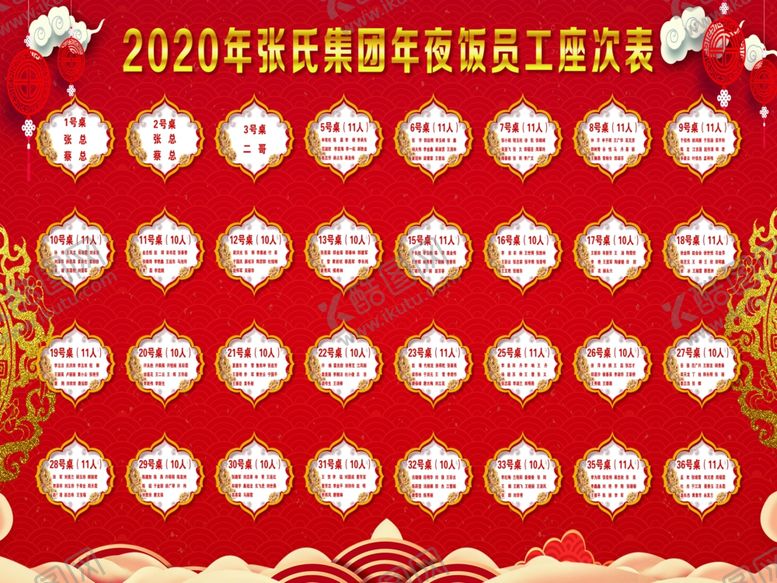 编号：60638110192245547928【酷图网】源文件下载-座次表