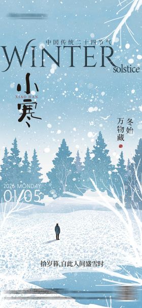 小寒插画海报