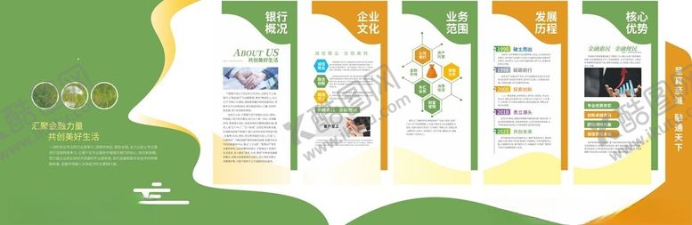 编号：98239209160247068586【酷图网】源文件下载-绿色企业文化墙银行文化墙