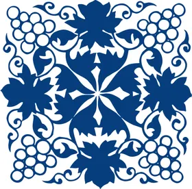 中国风古典青花瓷图案陶瓶台布画