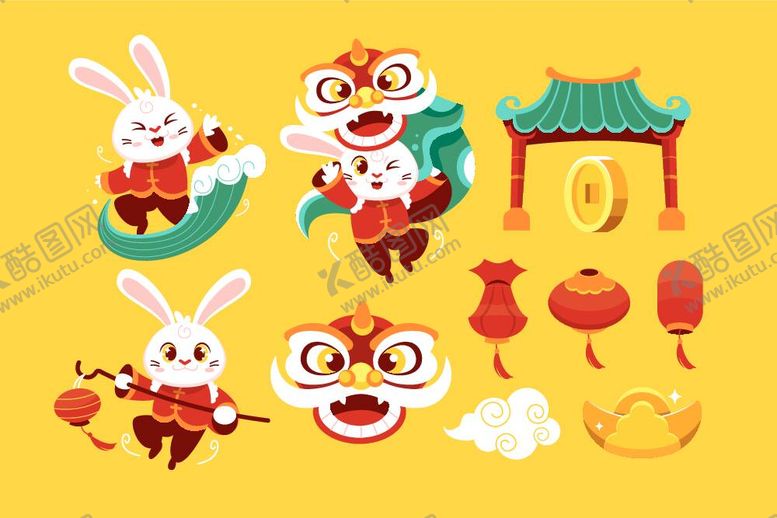 编号：82619309140346409786【酷图网】源文件下载-2023兔年元素 