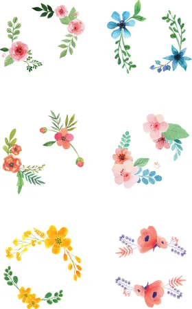 水彩花环