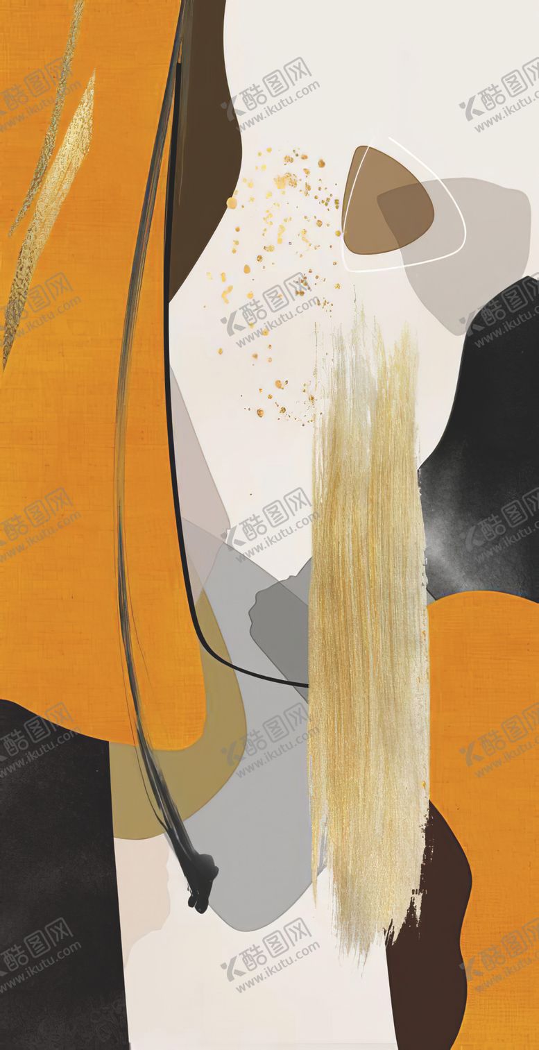 编号：52217109260019572427【酷图网】源文件下载-新中式涂鸦爱马仕橙色装饰画