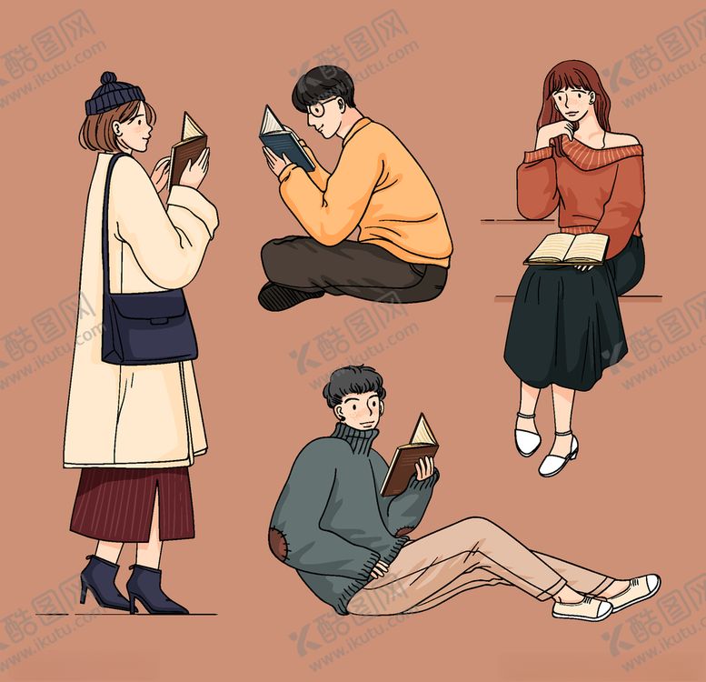 编号：93607610070631535454【酷图网】源文件下载-小清新人物男女插画