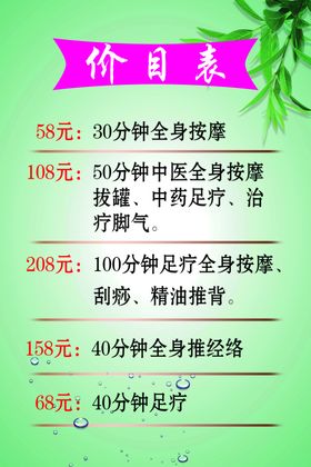 价目表