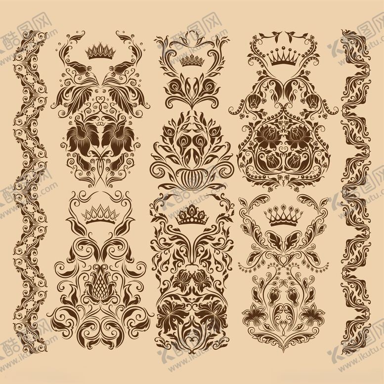 编号：76683712191405201348【酷图网】源文件下载-复古欧式花纹装饰图案集