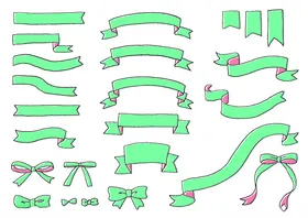 绿色丝带装饰元素集合