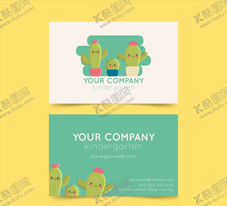 编号：35421509180510421992【酷图网】源文件下载-可爱仙人掌名片