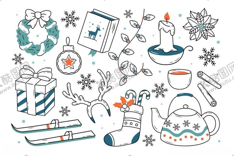 编号：94817911021042319919【酷图网】源文件下载-圣诞冬季元素手绘插画