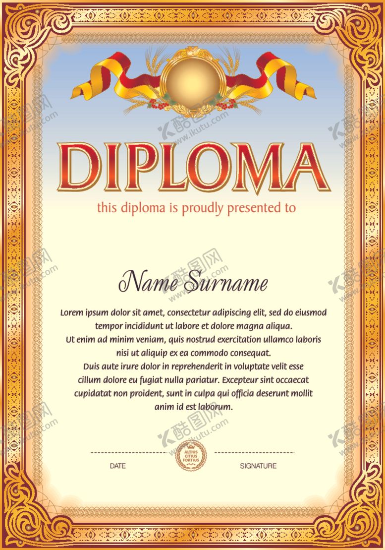 编号：78328110010433381704【酷图网】源文件下载-证书模板