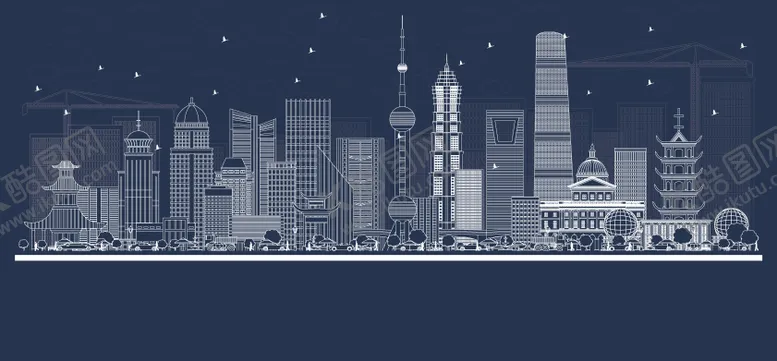 编号：66852206151441439161【酷图网】源文件下载-上海建筑地标系列线稿