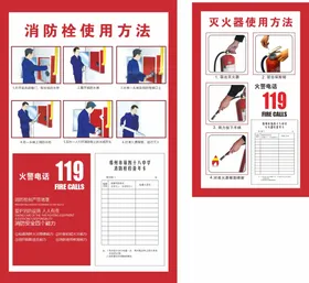 消防栓灭火器使用方法海报展板广告宣传
