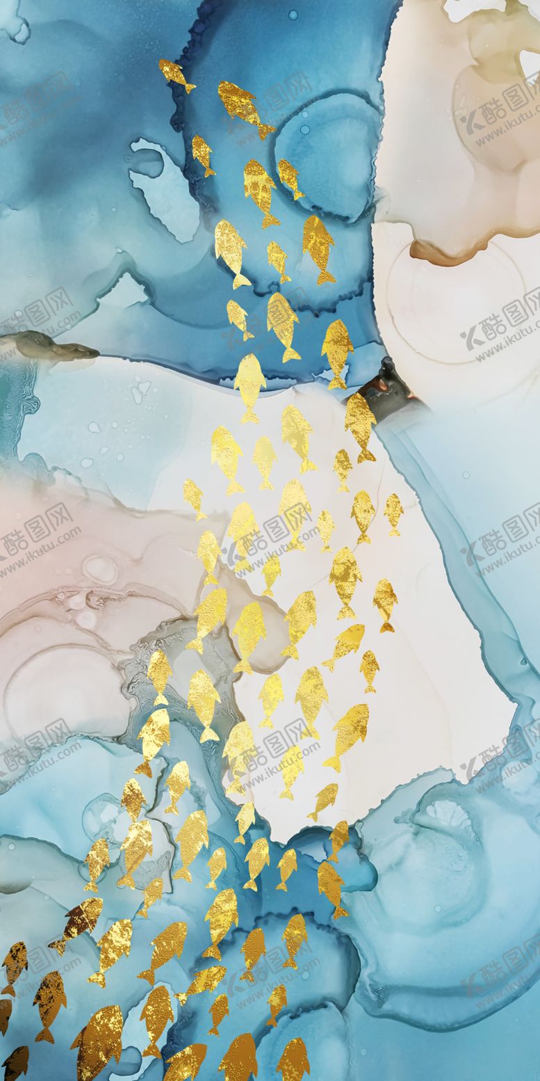 编号：46083704172200577804【酷图网】源文件下载-抽象水墨鱼群高清图玄关