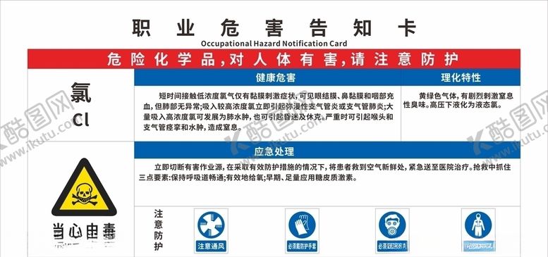 编号：98541109140025216321【酷图网】源文件下载-氯职业危害告知卡