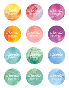 水彩圆形标签