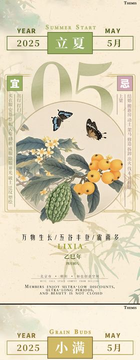 立夏小满日历复古挂历节气海报