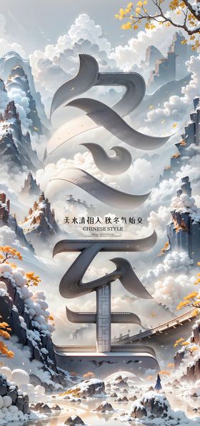 冬至手机海报x展架新中式背景