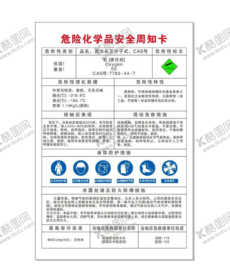 编号：51304709180534313520【酷图网】源文件下载-危险化学品安全周知卡