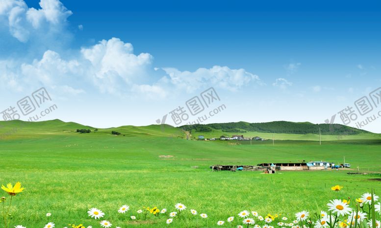 编号：04192610070850562863【酷图网】源文件下载-蓝天下的内蒙古大草原