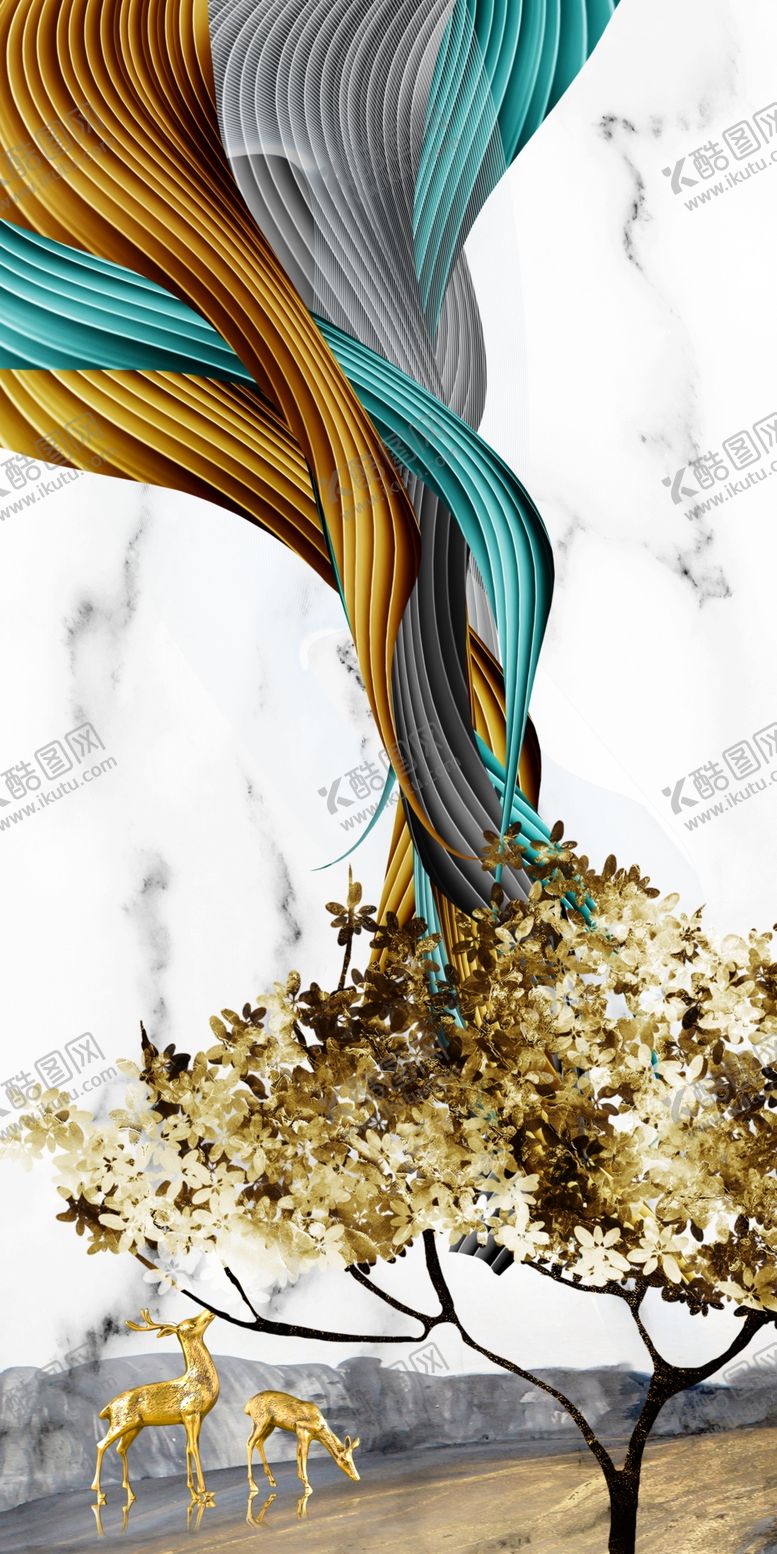编号：69024710182159471381【酷图网】源文件下载-麋鹿晶瓷装饰画