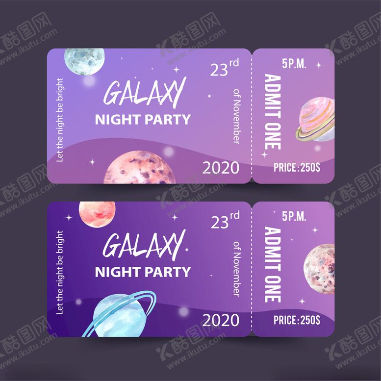 编号：29300011191917278411【酷图网】源文件下载-紫色夜派对入场券设计