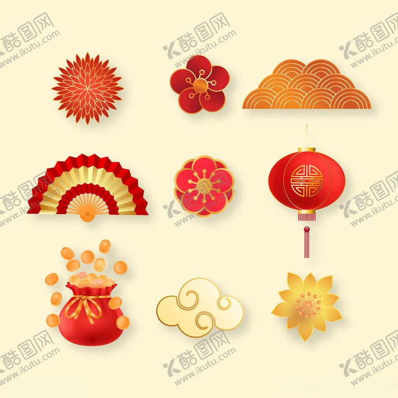编号：62633804202237373875【酷图网】源文件下载-中式传统节日装饰元素