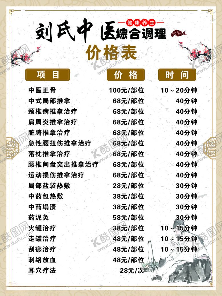 编号：73963602281045438137【酷图网】源文件下载-中医价格表