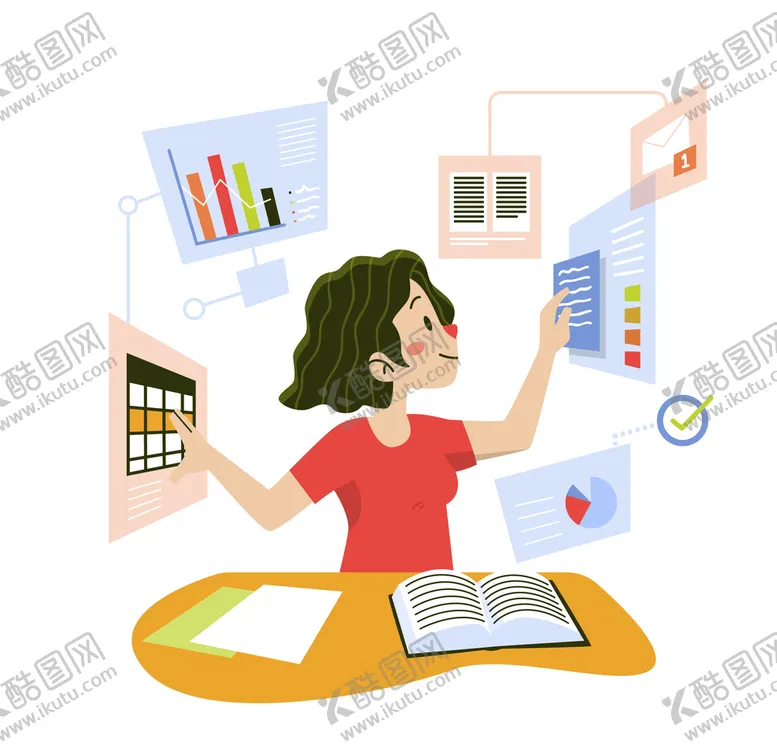 编号：93229106280310427530【酷图网】源文件下载-人物插图扁平办公矢量