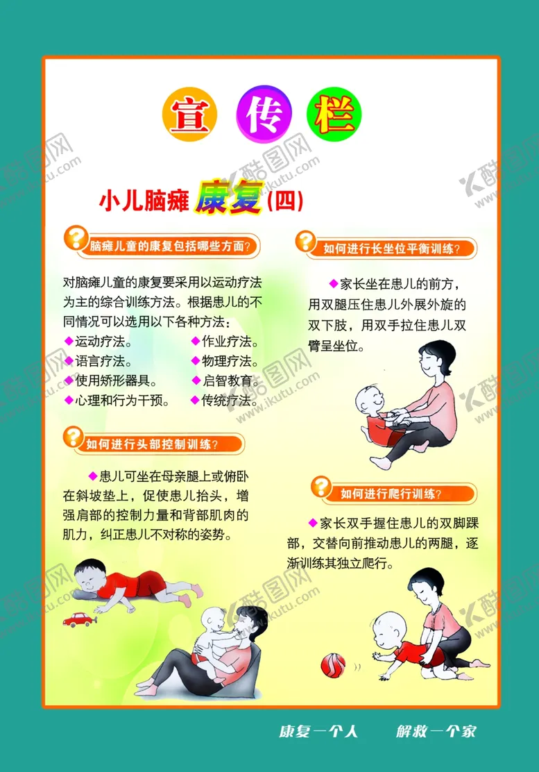 编号：79625301131302089817【酷图网】源文件下载-脑瘫康复治疗海报