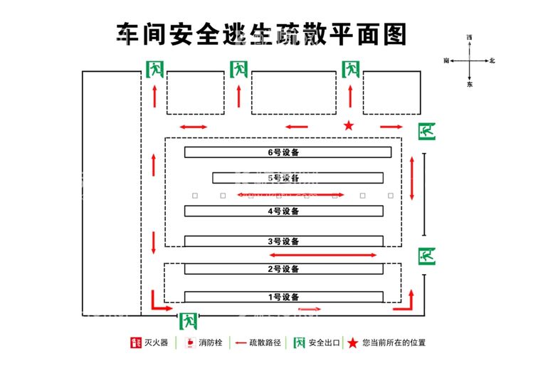 编号：82033312191807188009【酷图网】源文件下载-车间安全逃生疏散平面图