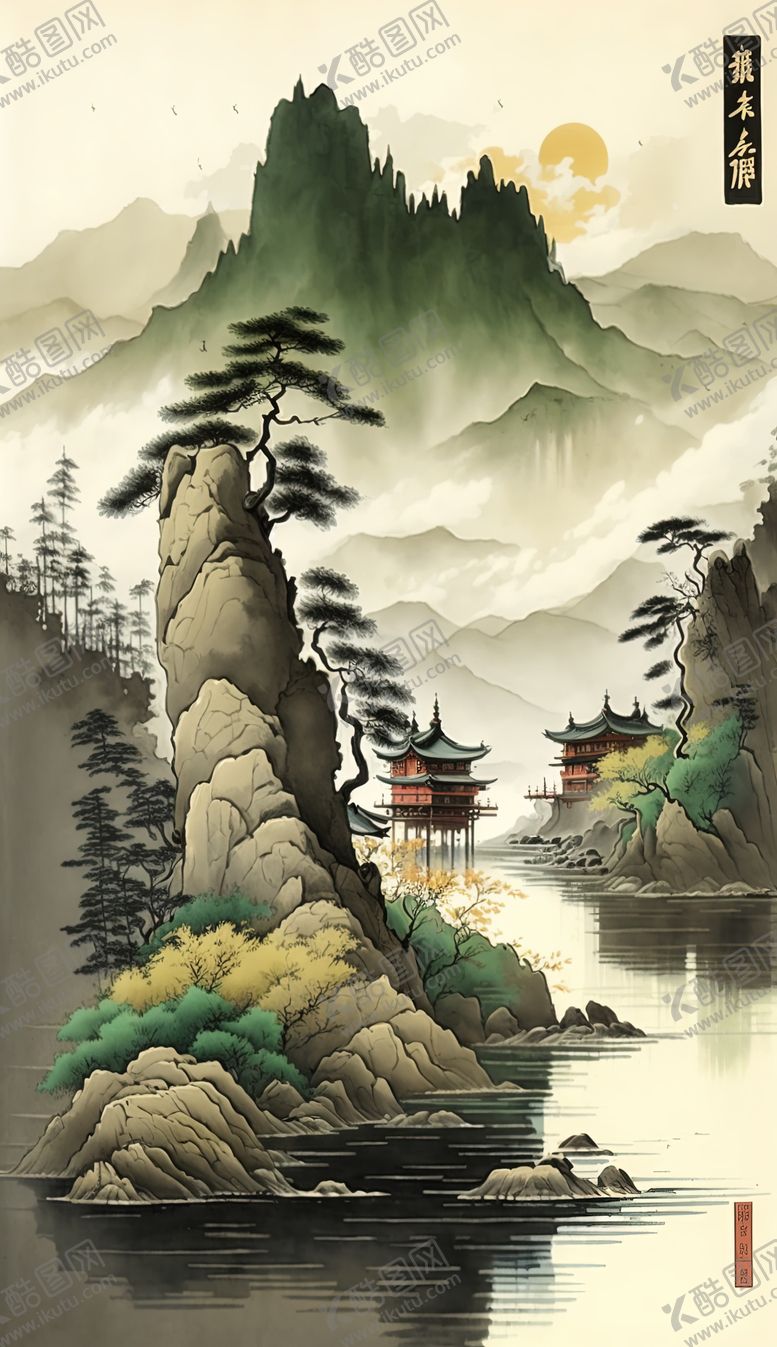 编号：55038101142343516840【酷图网】源文件下载-国画山水画