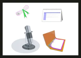 手绘办公用品卡通素材插画