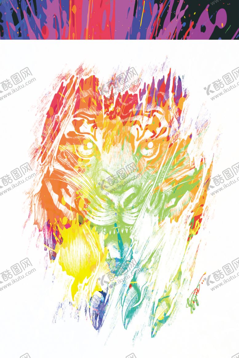 编号：66073105110619554465【酷图网】源文件下载-老虎扎染背景男装印花