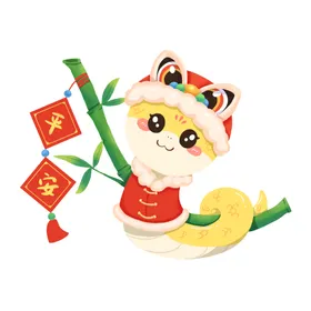 蛇年吉祥物插图春节IP画封面可爱小