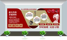 非遗文化墙校园非遗传统