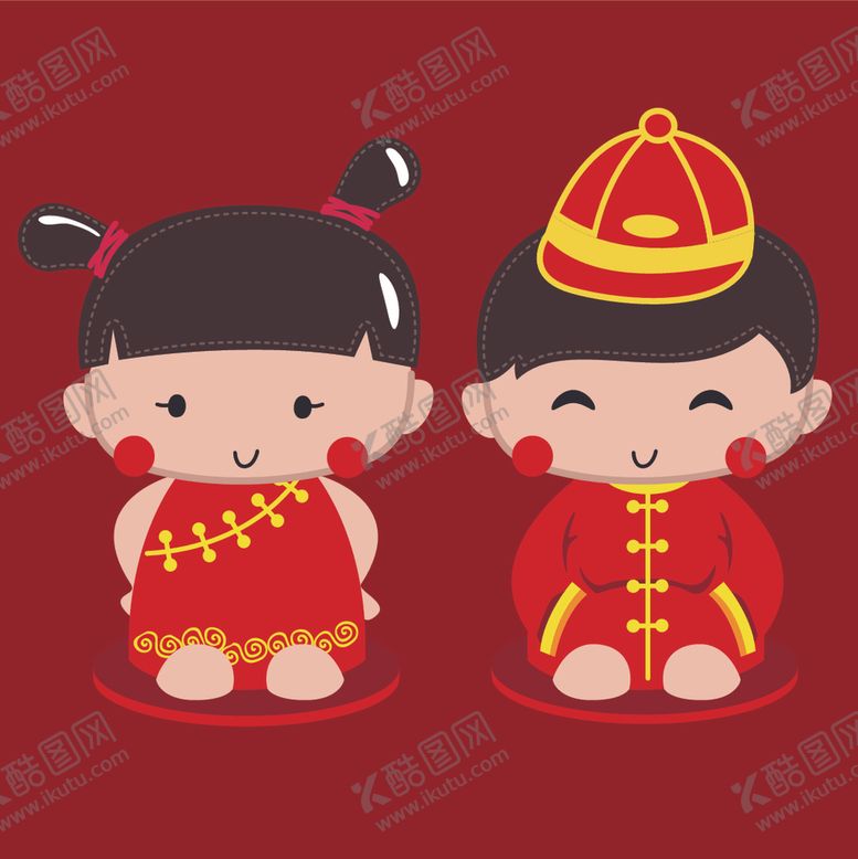 编号：47918410080814265175【酷图网】源文件下载-婚庆男女卡通形象设计